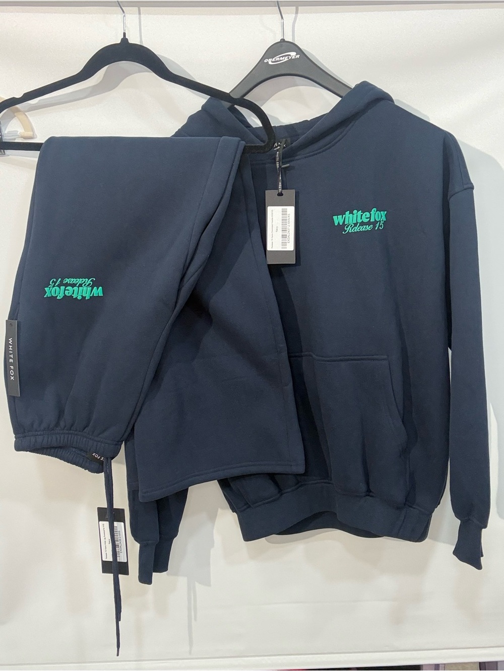White Fox Boutique SET Navy oversized Hoodie & Wide leg sweatpants